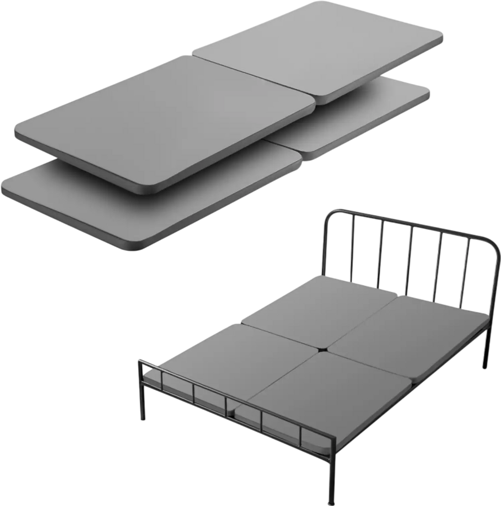 VEVOR Queen Size Bunkie Board, 1.5 in Bed Board Slats with 200D Oxford Cloth, Wooden Mattress Support for Queen Size Bed, Easy Assembly Support under Mattress, 4 Piece, Gray