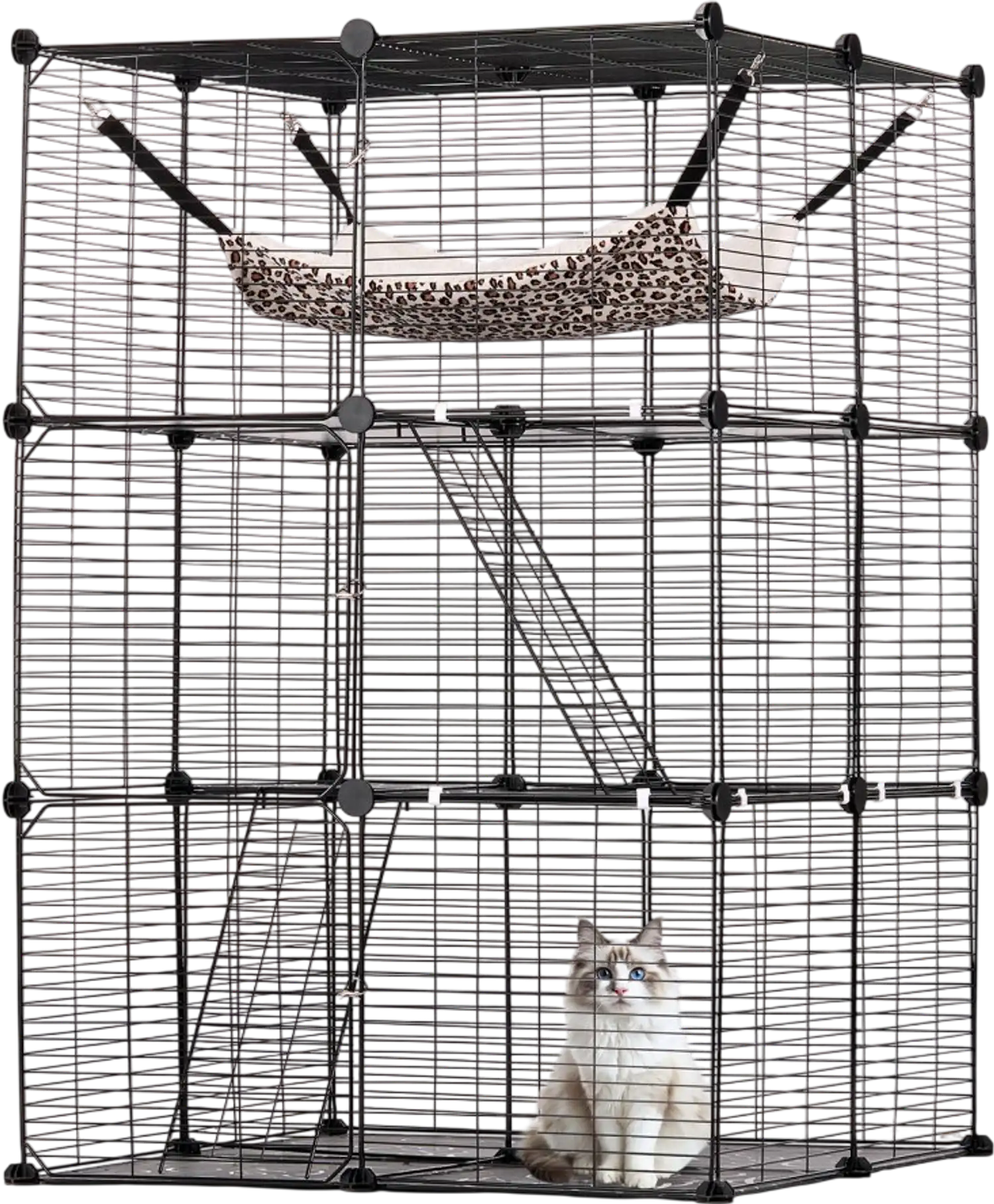 Vevor Cat Cage Large 3-Tier Metal Wire Playpen with Hammock 28 x 28 x 41