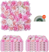 VEVOR 3D Flower Wall Panel, 12 PCS 15 x 15 inch, Artificial Floral Wall Background Mesh Backing Mat,Seamless Design&Easy Installation for Wedding Valentines Day Home Baby Party Backdrop Decor,Pink