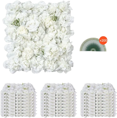 VEVOR 3D Flower Wall Panel, 24 PCS 15 x 15 inch, Artificial Floral Wall Background Mesh Backing Mat,Seamless Design&Easy Installation for Wedding Valentines Day Home Baby Party Backdrop Decor,White