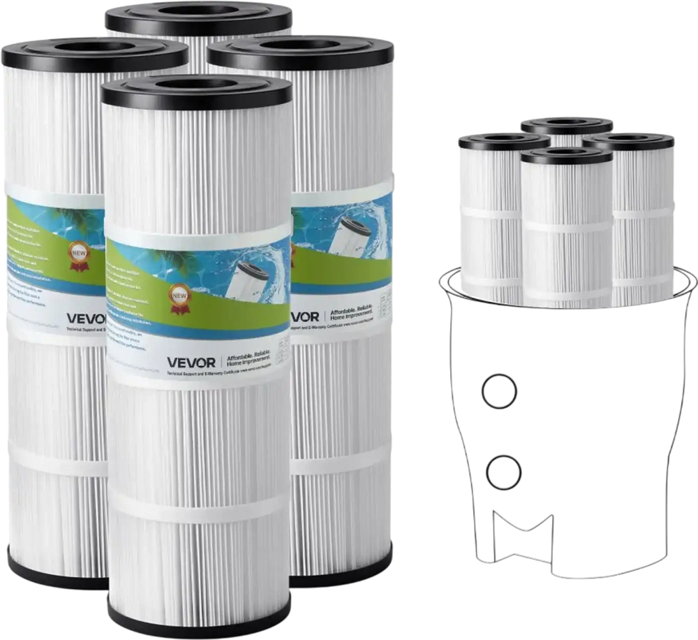 VEVOR Pool Filter Cartridge, 4x 80 Sq. Ft, Spa Hot Tub Filter Cartridge Replacement, Compatible with Pentair CCP320, Pleatco PCC80-PAK4, Secure for Kids & Pet, Easy to Clean
