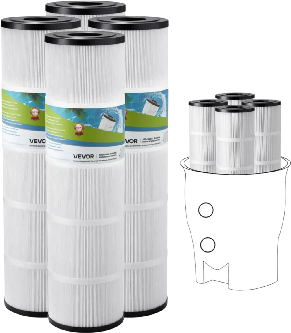 VEVOR Pool Filter Cartridge, 4x 105 Sq. Ft, Spa Hot Tub Filter Cartridge Replacement, Compatible with Pentair CCP420,  Pleatco PCC80-PAK4l, Secure for Kids & Pet, Easy to Clean