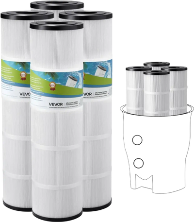 VEVOR Pool Filter Cartridge, 4x 105 Sq. Ft, Spa Hot Tub Filter Cartridge Replacement, Compatible with Pentair CCP420,  Pleatco PCC80-PAK4l, Secure for Kids & Pet, Easy to Clean