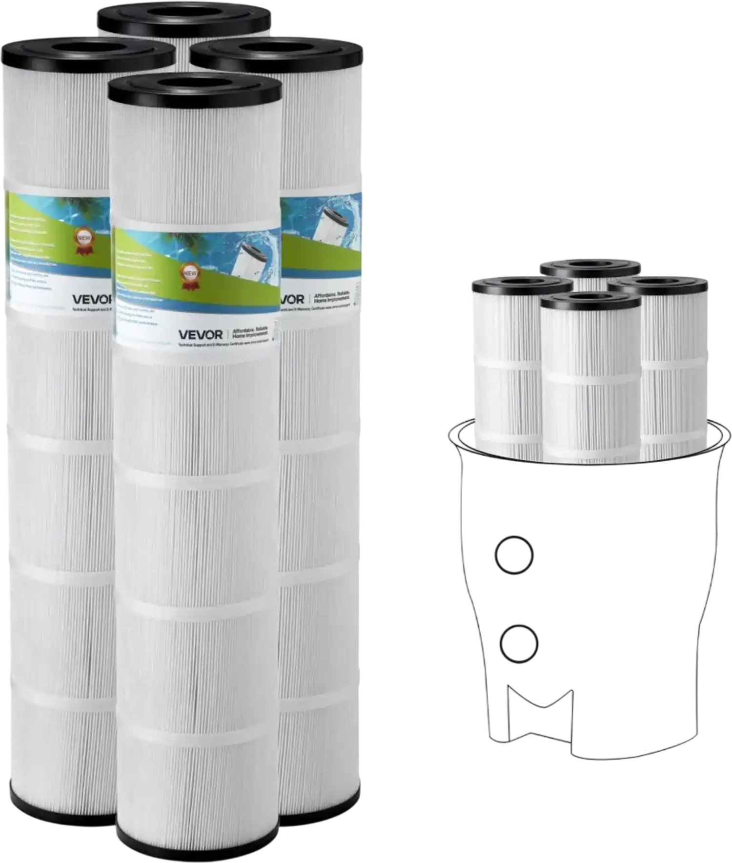 Vevor Pool Filter Cartridge 4-Pack 130 Sq. Ft Hot Tub Spa Replacement New