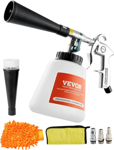VEVOR Car Cleaning Gun, 6-9.2 Bar High-Pressure Air Blow Gun with 2 Set Nozzles & 1L Liquid Bottle, Vortex Cleaning Gun, Quickly Blasts Dirt and Dust from Surface, Suitable for 1/4 NPT Air Compressor
