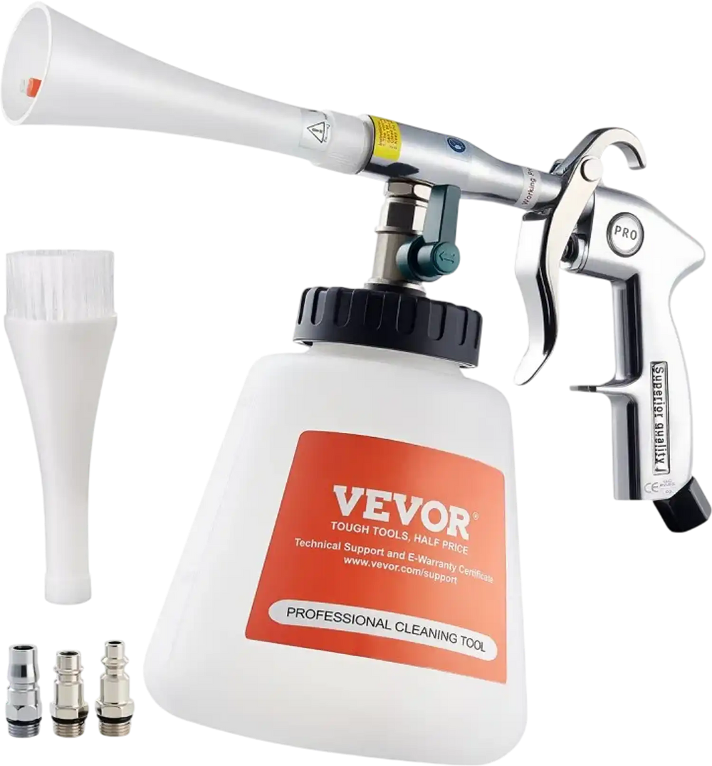 VEVOR Car Cleaning Gun, 6-9.2 Bar High-Pressure Air Blow Gun with 2 Set Nozzles & 1L Liquid Bottle, Vortex Cleaning Gun, Quickly Blasts Dirt and Dust from Surface, Work with 1/4 NPT Air Compressor