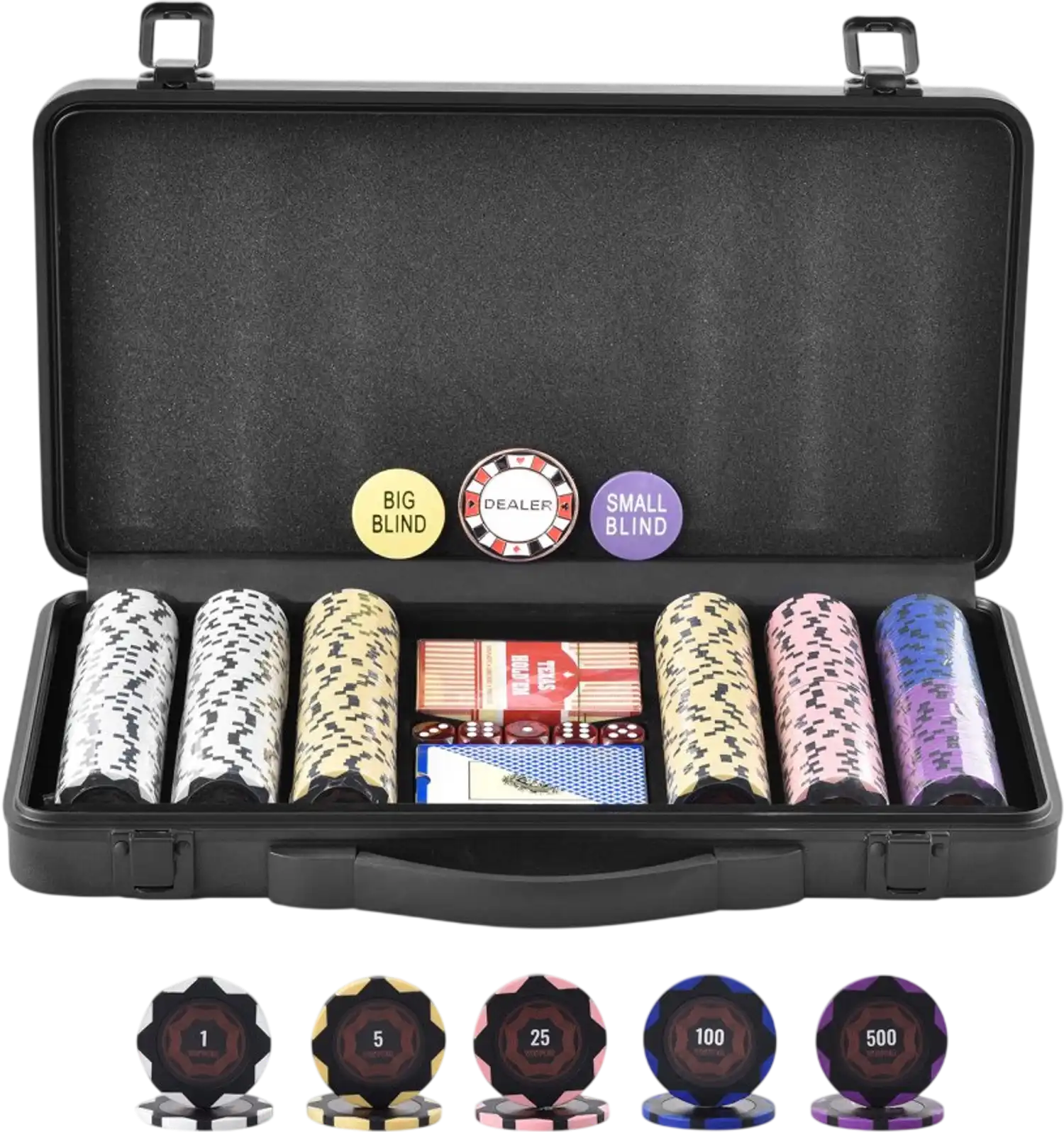 Vevor Poker Chip Set Complete 300-Piece Casino Clay Chips with Carrying Case New