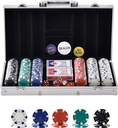 Vevor Poker Chip Set 300-Piece Complete Gaming Set with Aluminum Carrying Case New