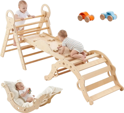 Vevor Pikler Triangle Set 9-in-1 Foldable Montessori Climbing Toys New