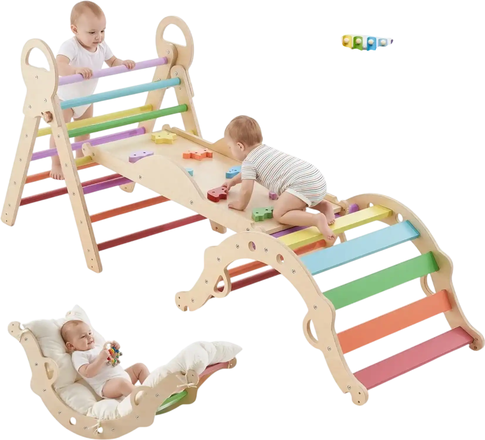 Vevor Pikler Triangle Set 9-in-1 Montessori Toddler Climbing Toys Rainbow New