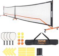 VEVOR Pickleball Net Set, 22FT Regulation Size Portable Pickleball System with Bags, Balls, Paddles, Wheels, and Court Lines, Weather Resistant Metal Frame & PE Net, for Outdoor Backyard Driveway