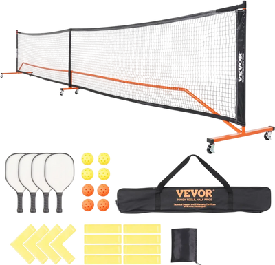 Vevor Pickleball Net Set 22' Regulation Size Portable System with Paddles Balls Wheels and Court Lines New
