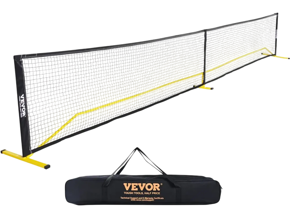 VEVOR Portable Pickleball Net System, 22FT Regulation Size Net, Weather Resistant Steady Metal Frame & Strong PE Net, Outdoor Game Sports Net with Carrying Bag, Easy Setup, Play in Backyard Driveway