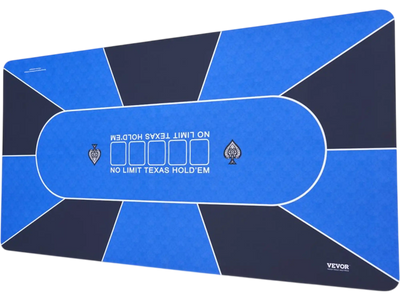 VEVOR Poker Table Top, 70 x 35 Inch Poker Mat for Table, 6-8 Players Foldable Poker Table Top with Carrying Bag, Folding Poker Table Topper for Poker Games, Poker Room, Rectangle, Blue