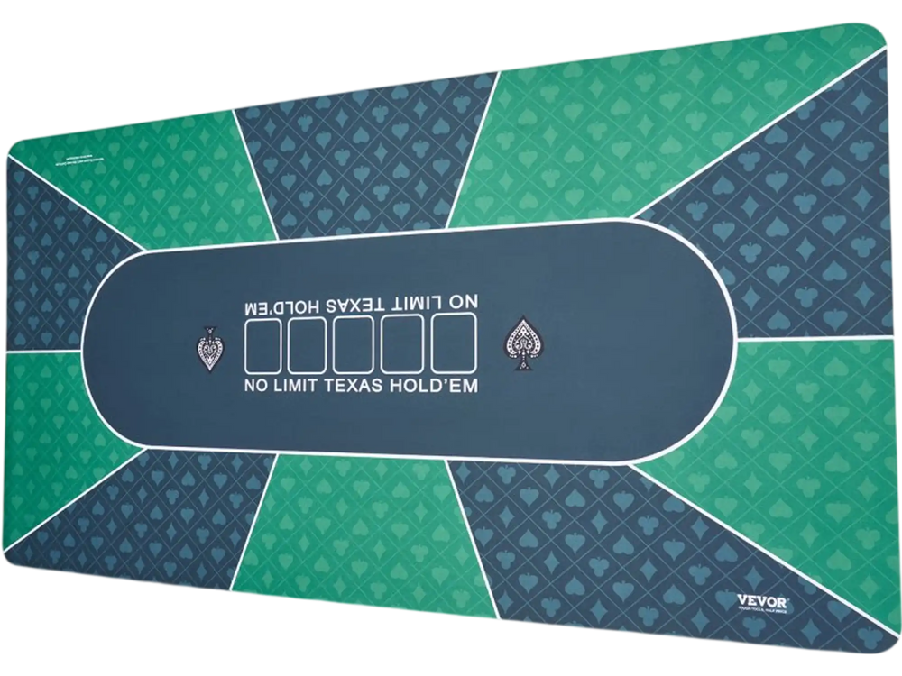VEVOR Poker Table Top, 70 x 35 Inch Poker Mat for Table, 6-8 Players Foldable Poker Table Top with Carrying Bag, Folding Poker Table Topper for Poker Games, Poker Room, Rectangle, Green