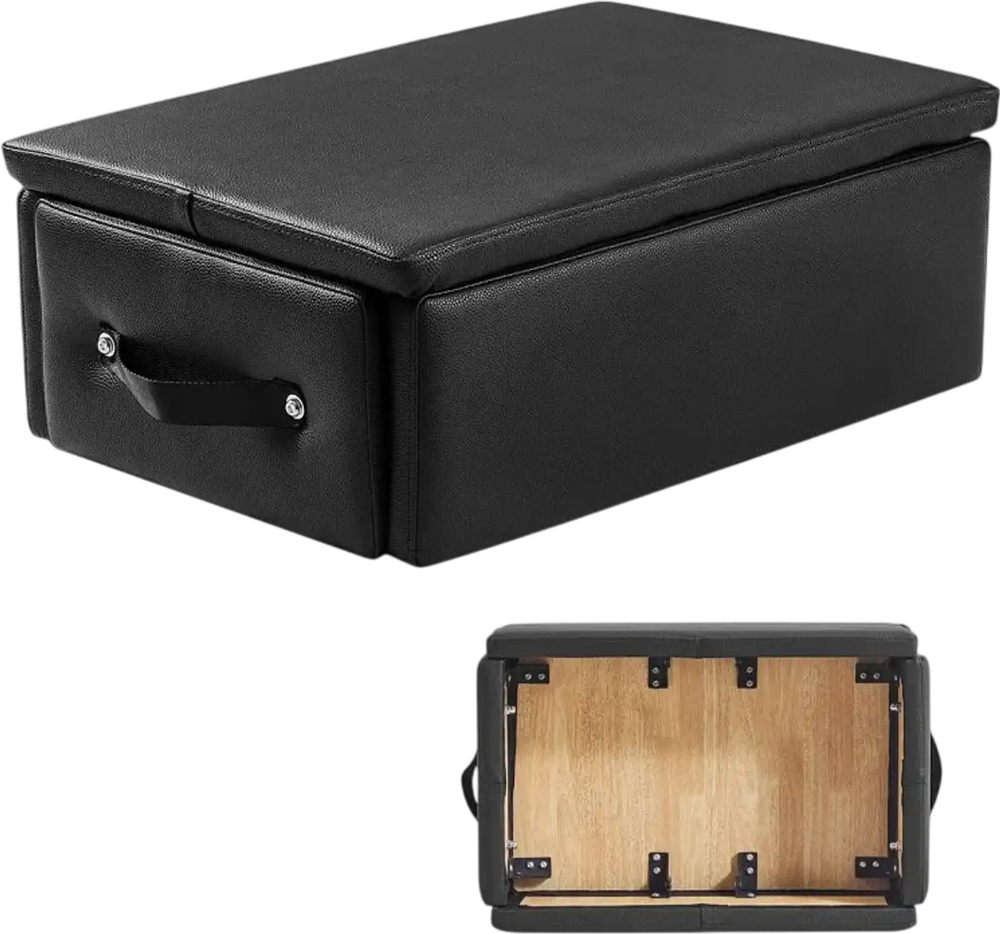 VEVOR Pilates Box for Reformer, 25x17x9 In Pilates Reformers Sitting Box for Exercises, Premium PU and Wood Pilates Equipment Accessory, Improve Strength, Balance, Range of Motion Home Gym, Black