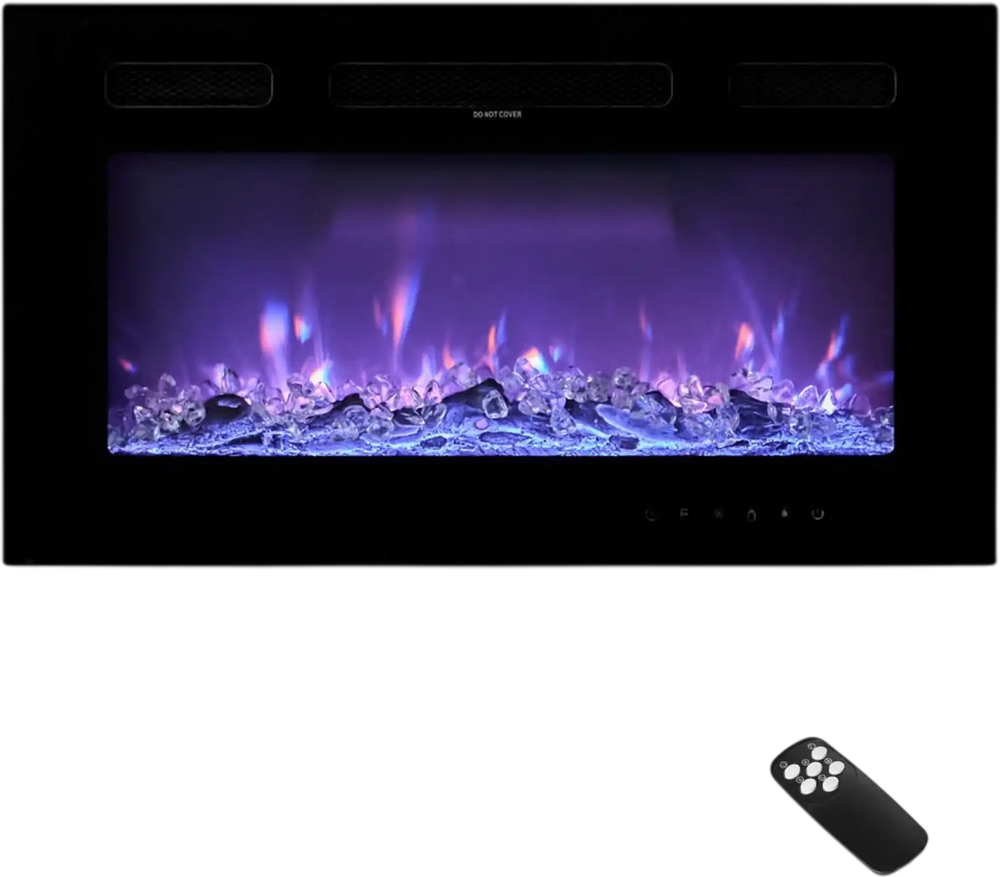 VEVOR 30 inch Electric Fireplace, Wall Mounted Recessed Fire Place with Remote Control, Timer, 1500W, Adjustable Flame Color Brightness, Touch Screen, Overheat Protection, for Living Room,Bedroom
