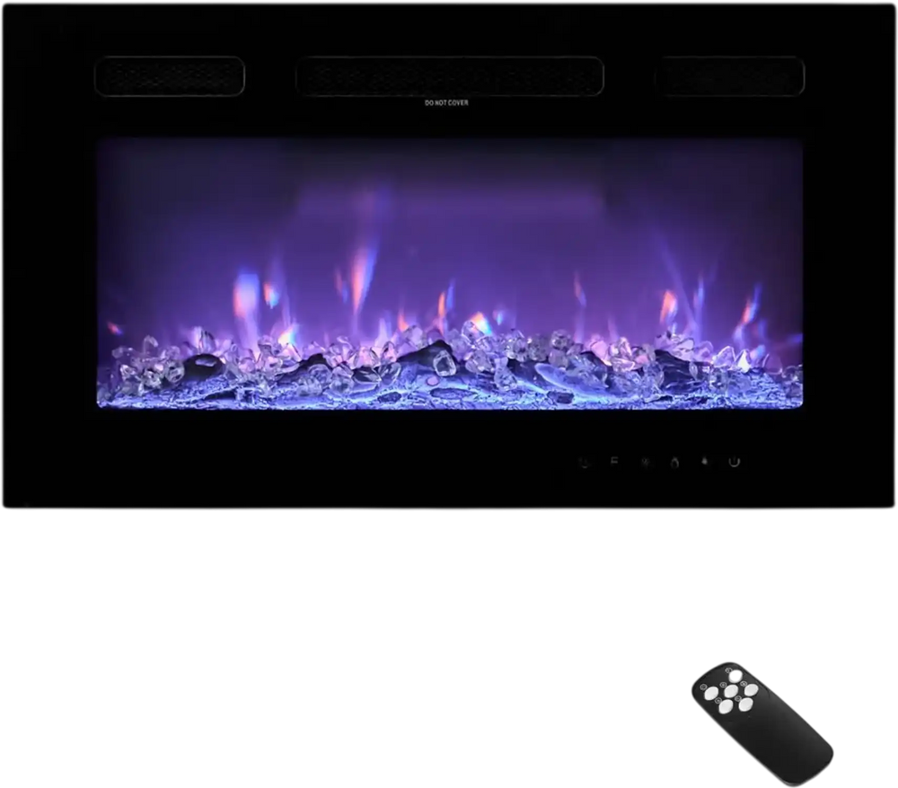VEVOR 42 inch Electric Fireplace, Wall Mounted Recessed Fire Place with Remote Control, Timer, 1500W, Adjustable Flame Color Brightness, Touch Screen, Overheat Protection, for Living Room,Bedroom