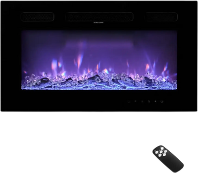 VEVOR 42 inch Electric Fireplace, Wall Mounted Recessed Fire Place with Remote Control, Timer, 1500W, Adjustable Flame Color Brightness, Touch Screen, Overheat Protection, for Living Room,Bedroom