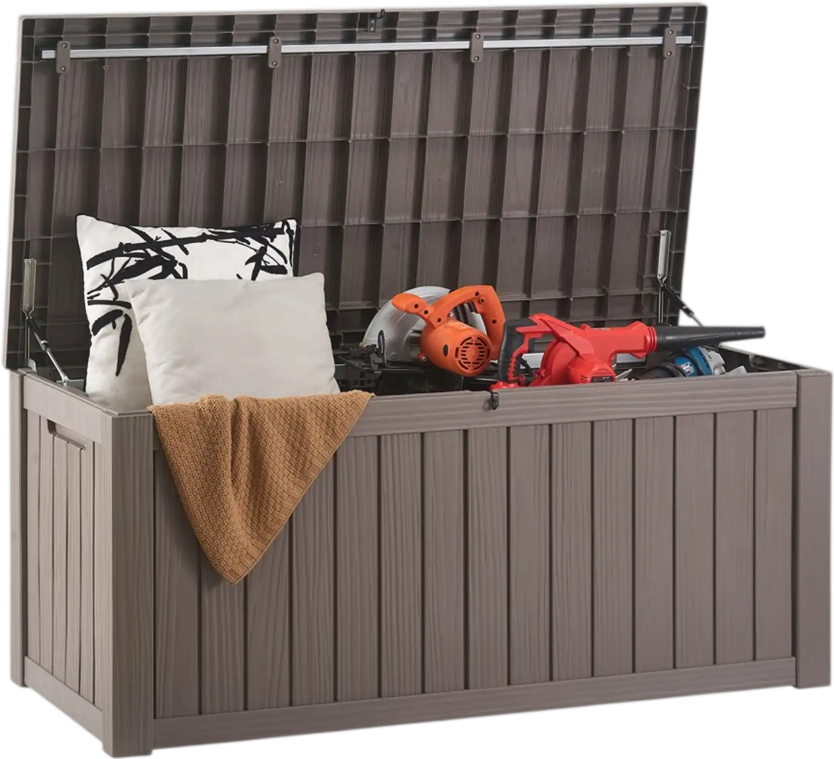Vevor Outdoor Storage Box 120 Gallon Lockable Resin Deck Box Grey New