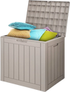VEVOR Outdoor Storage Box, 31 Gallon Resin Deck Box, Backyard Outside Toy and Towel Storage Cabinet Waterproof, for Patio Furniture Cushions, Garden Tools, Pool Supplies & Package Delivery (Grey)