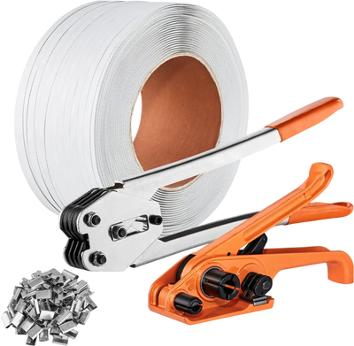 VEVOR Banding Strapping Kit with Strapping Tensioner Tool, Banding Sealer Tool, 3280 ft Length PP Band, 1000 Metal Seals, Pallet Packaging Strapping Banding Kit Banding Packaging Strapping for Packing