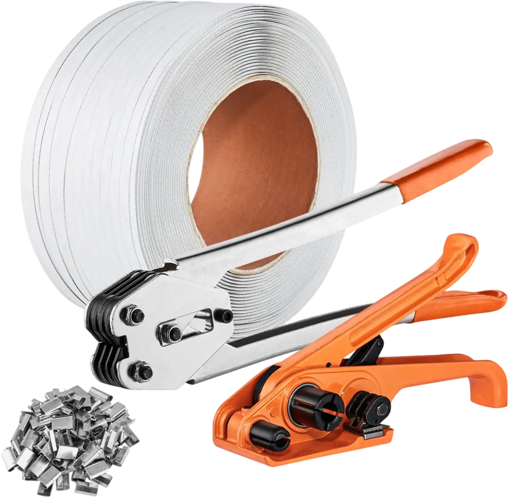 VEVOR PP Banding Strapping Kit with Strapping Tensioner Tool, Banding Sealer Tool, 328 ft Length, 100 Metal Seals, Pallet Packaging Strapping Banding Kit, Banding Packaging Strapping for Packing