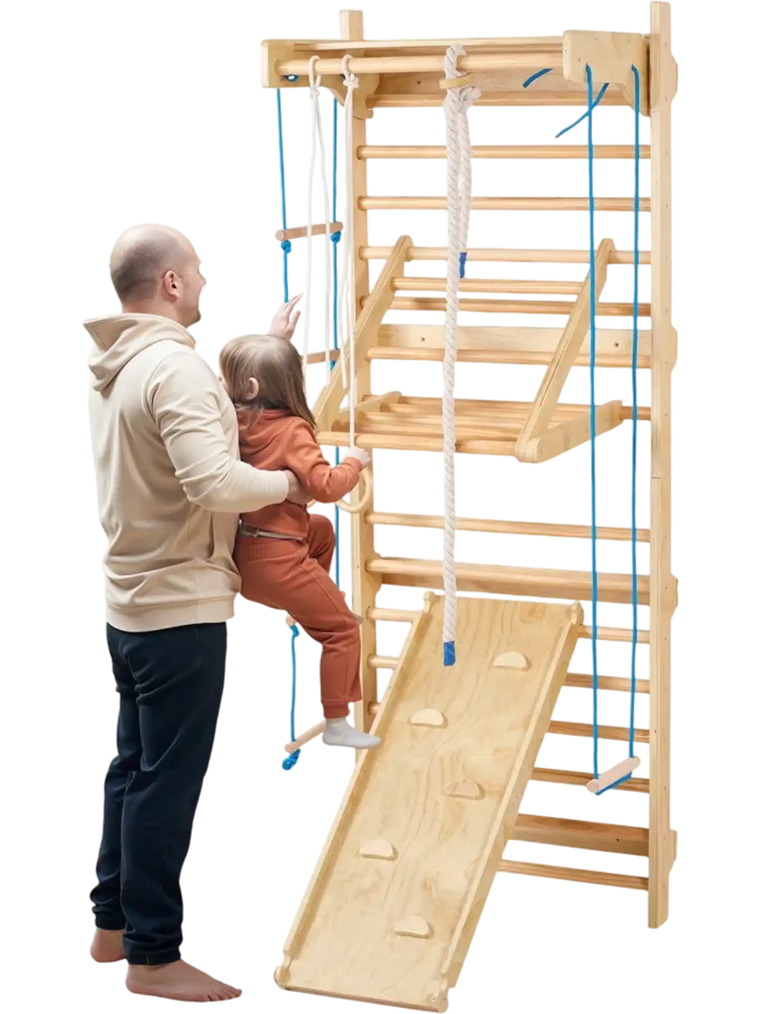 Vevor Climbing Gym Swedish Ladder Wall Gym 8-in-1 Wooden Indoor Playground Set New