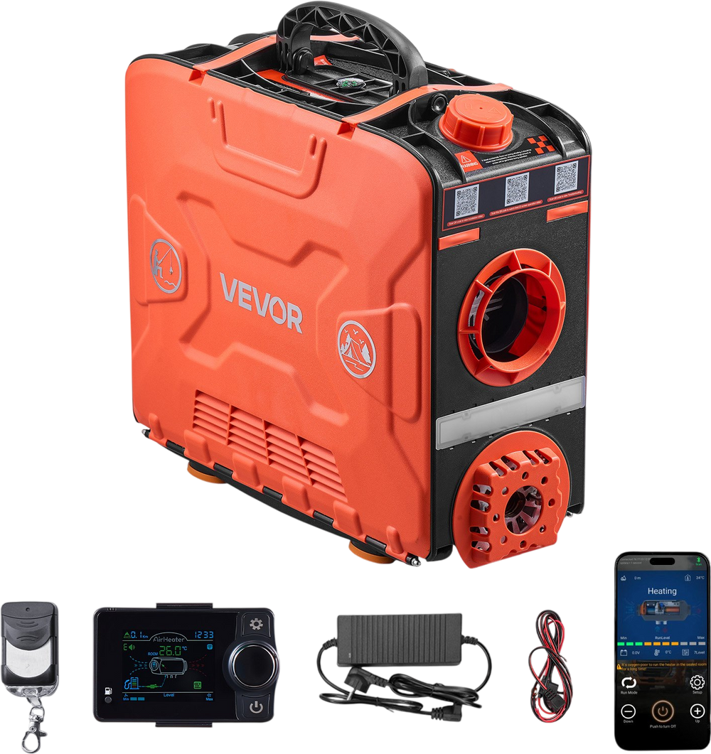 VEVOR Diesel Heater, 8KW, DC 12V, All in One Portable Diesel Air Heater with Bluetooth APP Control, Remote Control and LCD Screen, 1.2 Gal Fuel Tank for Vehicles, Vans, RVs, Campers, and Garages