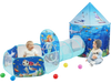 VEVOR 3 in 1 Kids Play Tent with Tunnel, Basketball Hoop for Boys, Girls, Babies and Toddlers, Indoor/Outdoor Pop Up Playhouse with Carrying Bag & Banding Straps Birthday Gifts, Blue Ocean