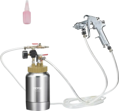 VEVOR 2L/0.5gal Spray Paint Pressure Pot Tank, Lightweight Air Paint Pressure Pot, 1.8mm Nozzle Spray Paint Gun 3m Hoses for Home Decoration Architecture Construction Automotive Painting, 45PSI Max