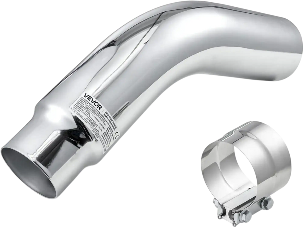 VEVOR Elbow Exhaust Tip, 4 Inch Inlet, 5 Inch Outlet, 23 in Overall Length, Chrome Turn Down Exhaust Tip with Clamp for Truck, Sedan, Sports Car, SUV, Chrome Structure for High Temperature Resistance