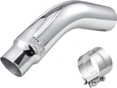 VEVOR Elbow Exhaust Tip, 4 Inch Inlet, 5 Inch Outlet, 23 in Overall Length, Chrome Turn Down Exhaust Tip with Clamp for Truck, Sedan, Sports Car, SUV, Chrome Structure for High Temperature Resistance