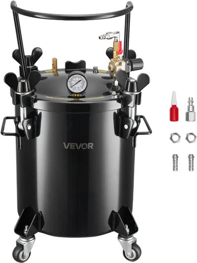 VEVOR Pressure Pot Tank, 5.3 Gal/20 L Heavy Duty Steel Air Tool Pressure Pot, Pressures Pots with Three Quick-Connect Couplers for Home Use, DIY, Art Creations, Large-Diameter Tank