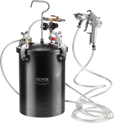 Vevor Pressure Pot Paint Spray Gun 15L/3.75gal with Hoses and Pressure Gauge New