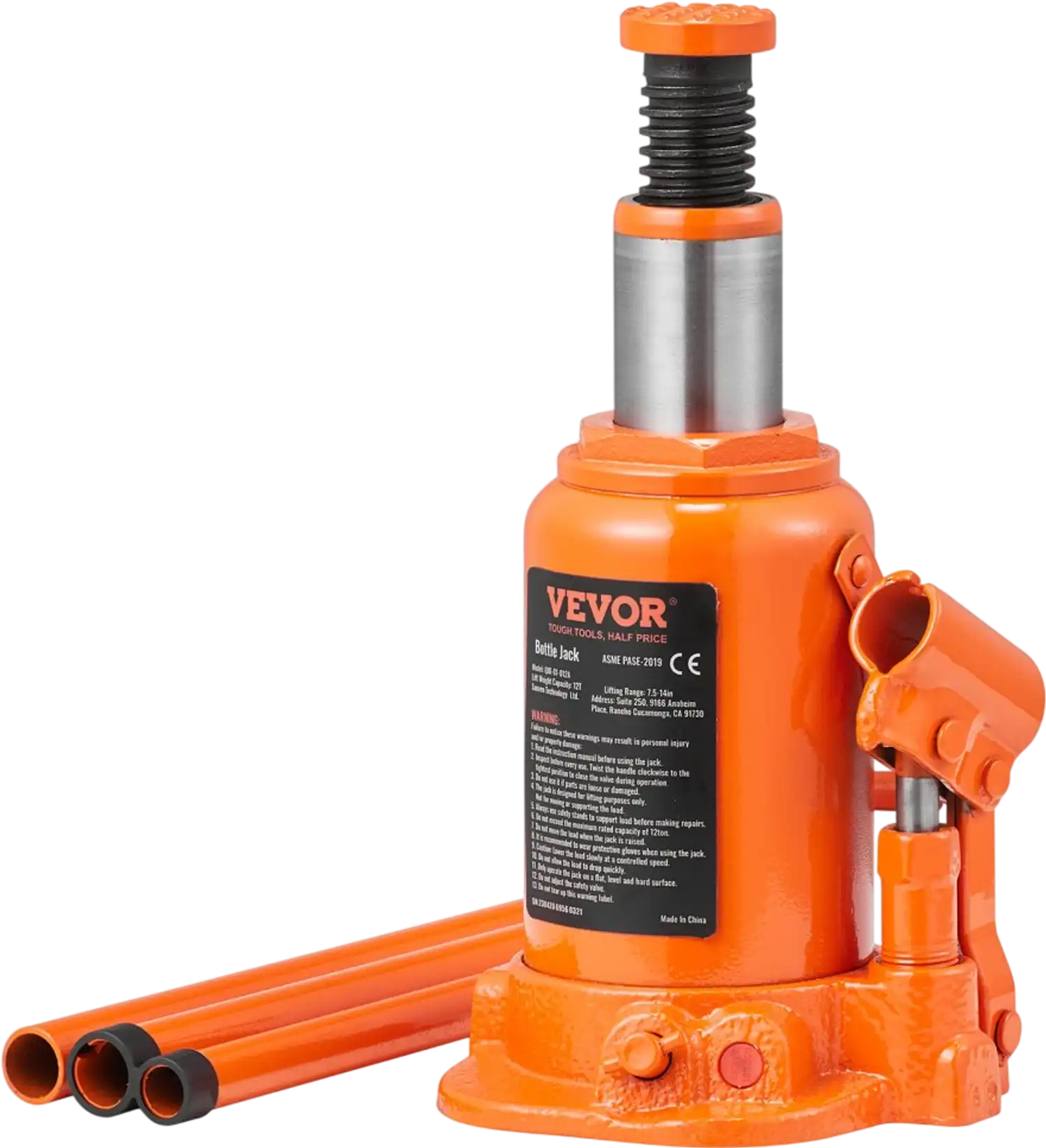 Vevor Hydraulic Bottle Jack 12 Ton 7.5