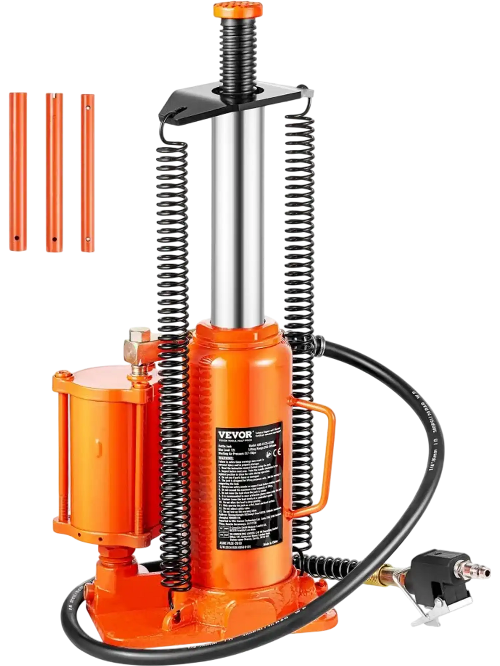 VEVOR Air Hydraulic Bottle Jack, 12 Ton/26455 lbs Pneumatic Hydraulic Bottle Jack with 10.43''-19.88'' Lifting Range & Manual Hand Pump, for Pickup, Truck, RV, Auto Repair, Industrial Engineering