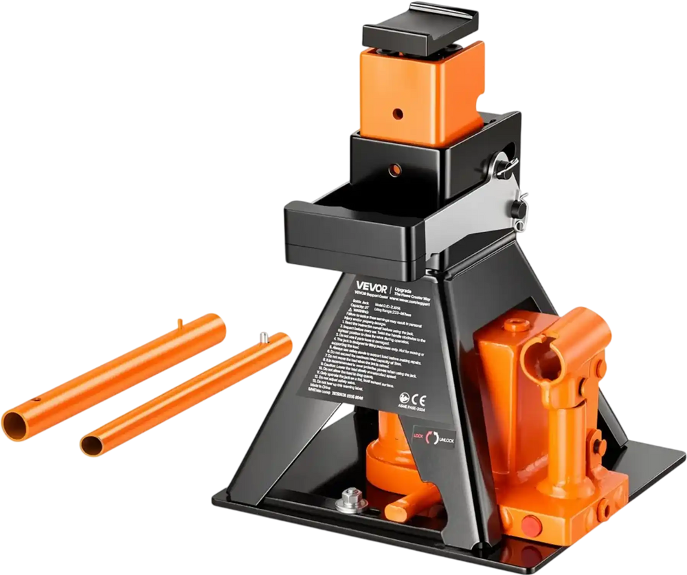 VEVOR Hydraulic Bottle Jack and Jack Stand in One 2 Ton (4409.3 lbs) Lift, for Compact Car, Subcompact Car & Motorcycle, 8.78"-18.39" Lifting Range, All-in-One Heavy Duty Vehicle Unijack, Wide Base