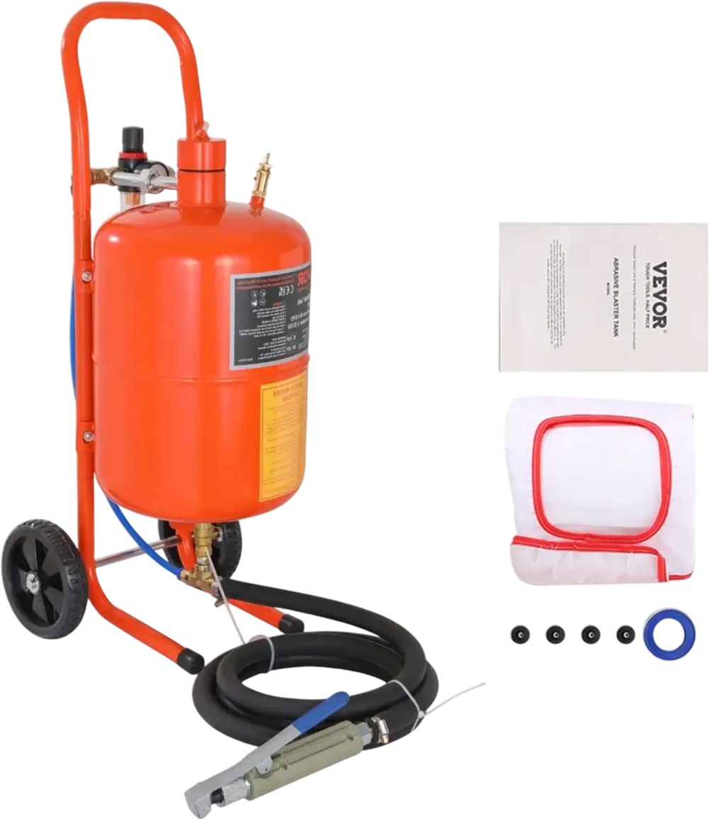 VEVOR 5 Gallon Sand Blaster, 60-110 PSI High Pressure Sandblaster, Portable Abrasive Blasting Tank, Air Sand Blasting Kit with 4 Ceramic Nozzles and Oil-Water Separator for Paint, Stain, Rust Removal
