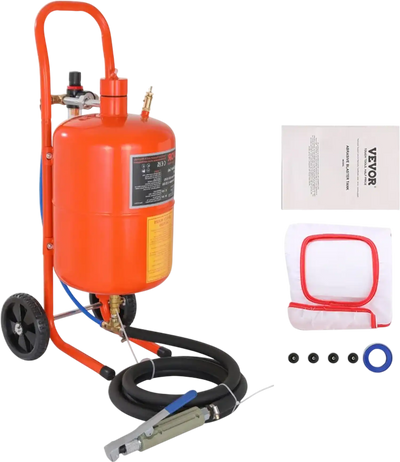 VEVOR 5 Gallon Sand Blaster, 60-110 PSI High Pressure Sandblaster, Portable Abrasive Blasting Tank, Air Sand Blasting Kit with 4 Ceramic Nozzles and Oil-Water Separator for Paint, Stain, Rust Removal