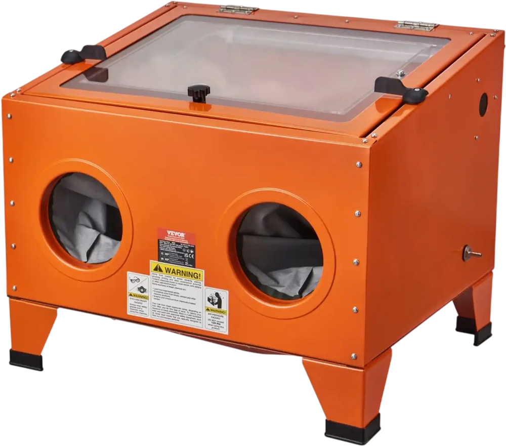 VEVOR 25 Gallon Sandblasting Cabinet, 40-120PSI Portable Benchtop Sand Blasting Cabinet, Heavy Duty Steel Sand Blaster with Blasting Gun & 4 Ceramic Nozzles for Paint, Stain, Rust Removal