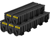 VEVOR Trench Drain System, Channel Drain with Plastic Grate, 5.9x7.5-Inch HDPE Drainage Trench, Black Plastic Garage Floor Drain, 5x39 Trench Drain Grate, with 5 End Caps, for Garden, Driveway-5 Pack