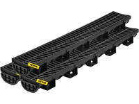VEVOR Trench Drain System, Channel Drain with Plastic Grate, 5.7x3.1-Inch HDPE Drainage Trench, Black Plastic Garage Floor Drain, 3x39 Trench Drain Grate, with 3 End Caps, for Garden, Driveway-3 Pack