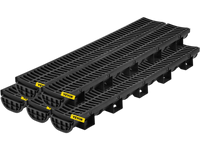 VEVOR Trench Drain System, Channel Drain with Plastic Grate, 5.7x3.1-Inch HDPE Drainage Trench, Black Plastic Garage Floor Drain, 5x39 Trench Drain Grate, with 5 End Caps, for Garden, Driveway-5 Pack