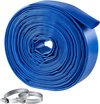 VEVOR Discharge Hose 1-1/2" x 50 ft PVC Lay Flat Backwash Water Pump Hose, for Swimming Pool Sand Filter & Sump Pump, Heavy Duty, Water Transfer Drainage, Weather & Burst-Resistant, with Clamps, Blue