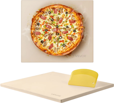 VEVOR Pizza Stone, 16 x 14 x 0.6 Inch Rectangular Cordierite Pizza Stone, Large Baking-Stone with Scraper, 1450℉ Heat-Resistant Cordierite Cooking Stones for Kitchen Bake Oven, BBQ Grilling