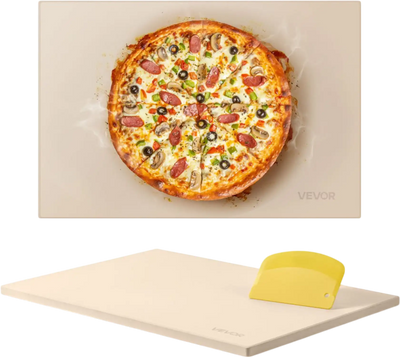 VEVOR Pizza Stone, 20 x 14 x 0.67 in Rectangular Pizza Stone, Extra Large Baking-Stone with Scraper, 1450℉ Heat-Resistant Cordierite, for Oven, BBQ Griller, Baking Bread & Pizza