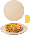 VEVOR Pizza Stone, 16 in Round Pizza Stone, 0.67" Thick Extra Large Baking-Stone with Rack Stand, 1450℉ Heat-Resistant Cooking Stones, for Kitchen Oven, Baking Pizzas, BBQ Grill