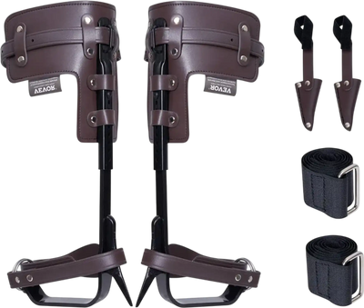 VEVOR Tree Climbing Spikes, 1 Pair Alloy Steel Climbing Spurs, 350lbs Load Capacity Tree Climbing Gear with Straps and Spike Protectors, Arborist Equipment for Climbers, Hunting, Fruit Picking, Brown