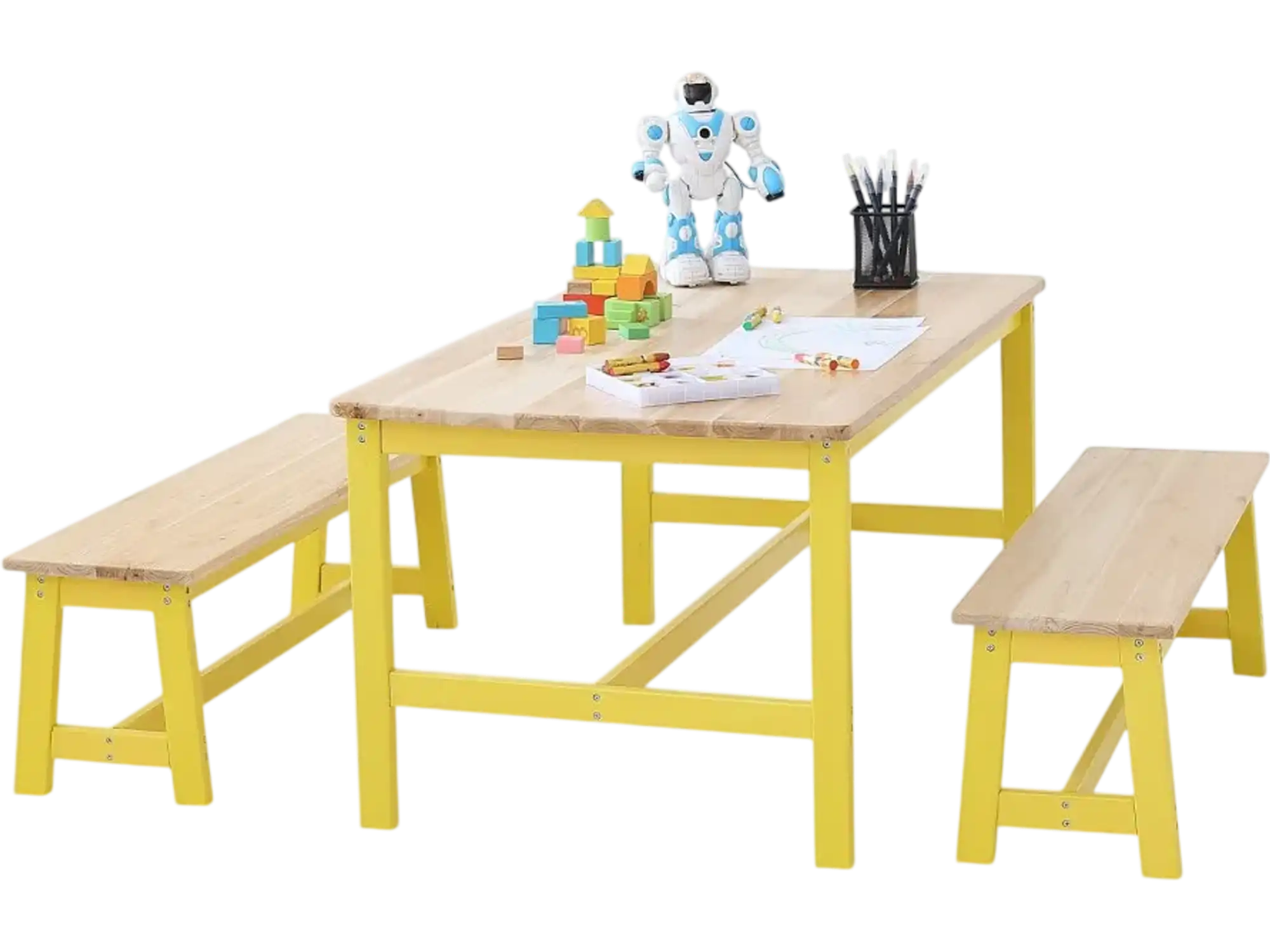 Vevor Kids Table and Bench Set Wood Activity Table for Art, Craft, Reading and Learning New